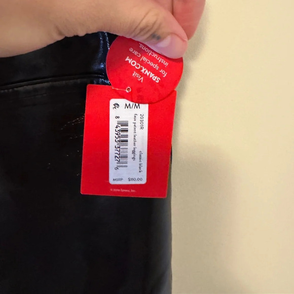 NWT SPANXshape Faux Leather Patent Leggings - Size Medium - Classic Black - Picture 8 of 11